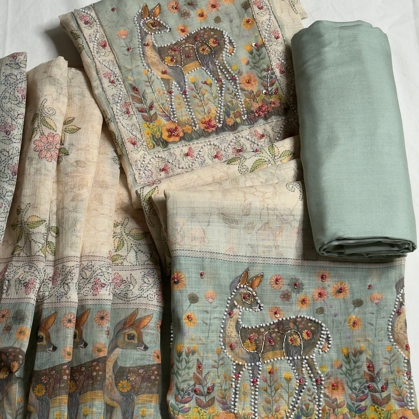 Deer 🦌 Linen Cotton Salwar Suit- Pista HOTUSM295