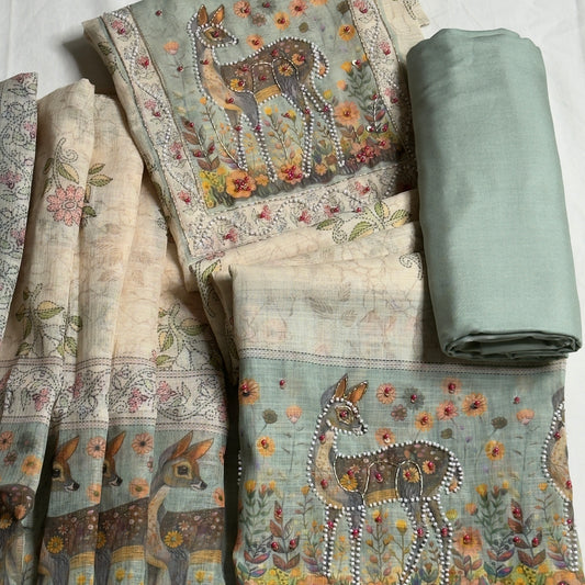 Deer 🦌 Linen Cotton Salwar Suit- Pista HOTUSM295