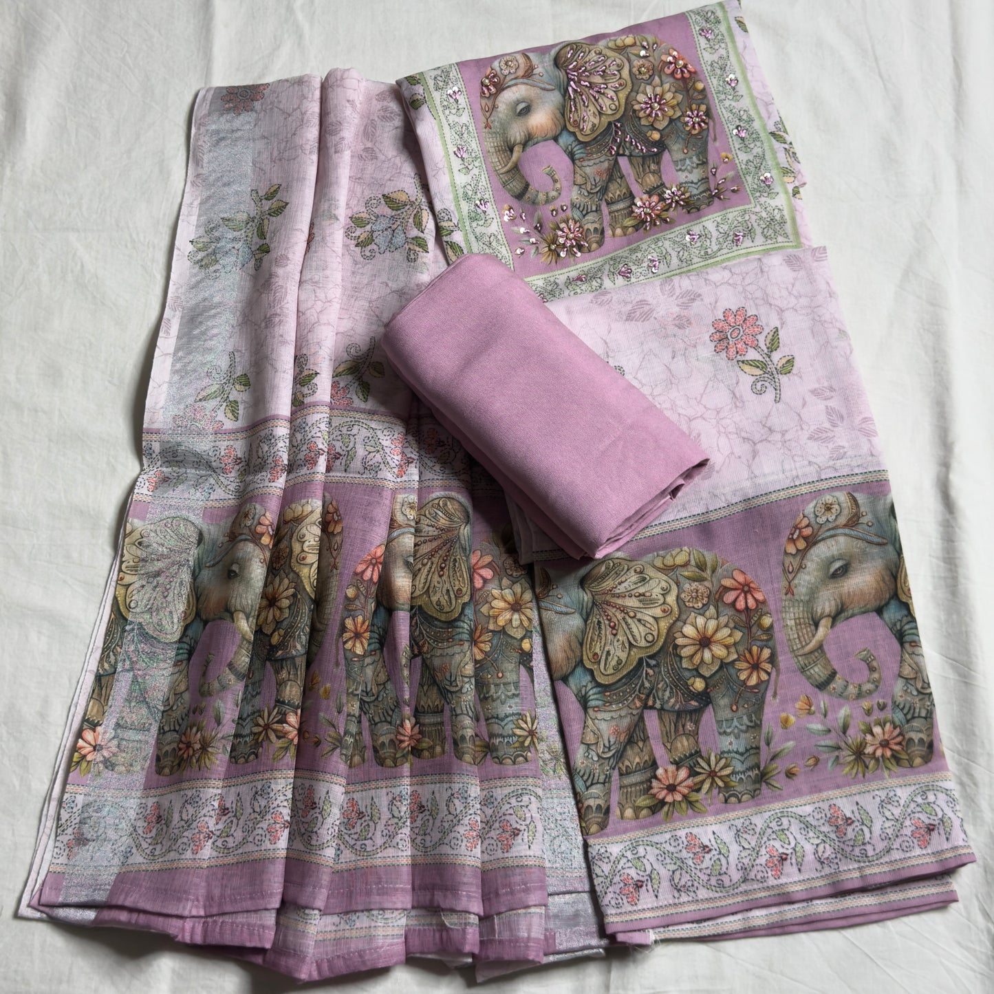 Elephant 🐘 Linen Cotton Salwar Suit- Pink