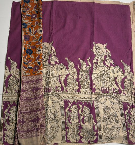 Kalamkari Top & Dupatta- Pink Orange HOTCF329