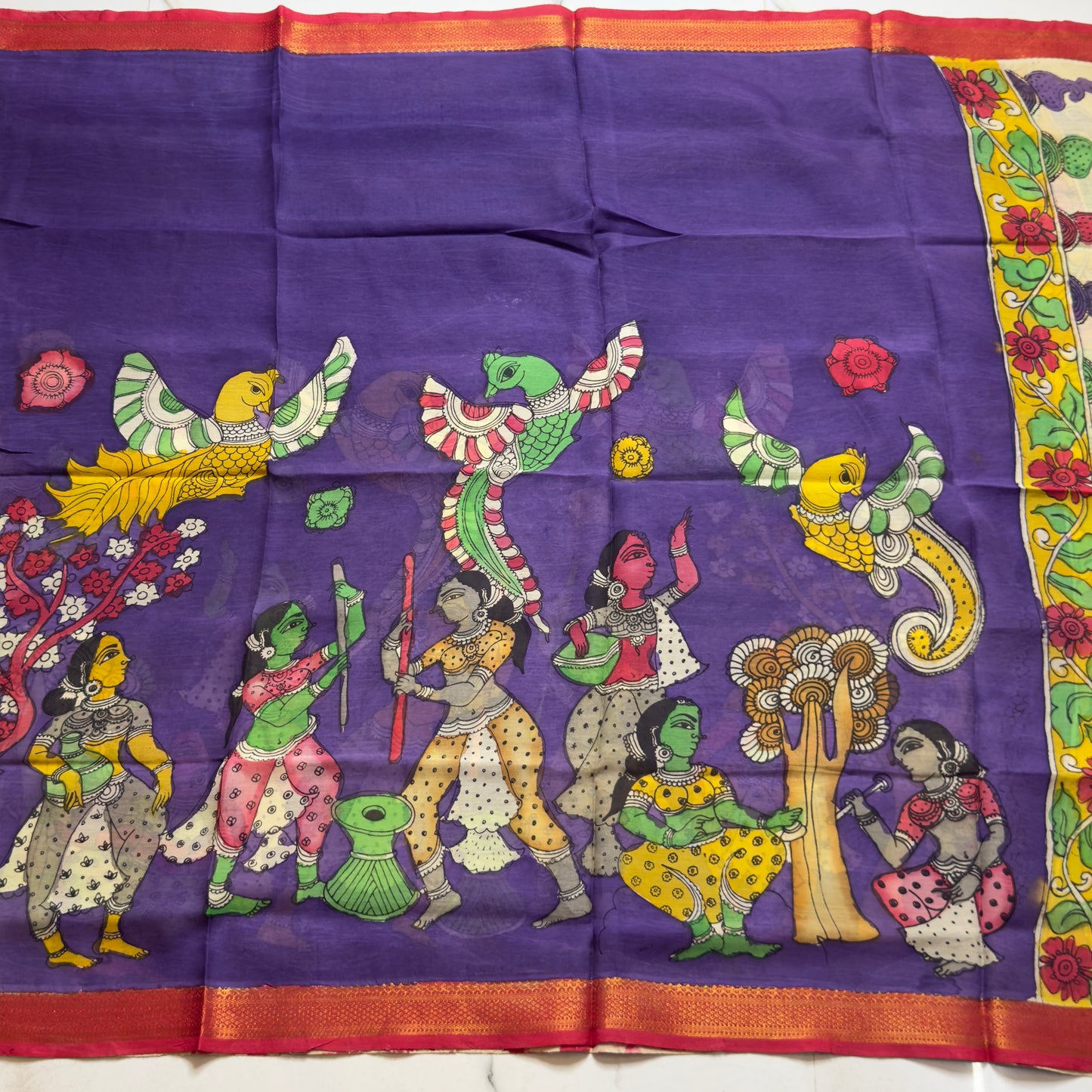 Pen Kalamkari + Pochampally Sico suit HOTUSM341