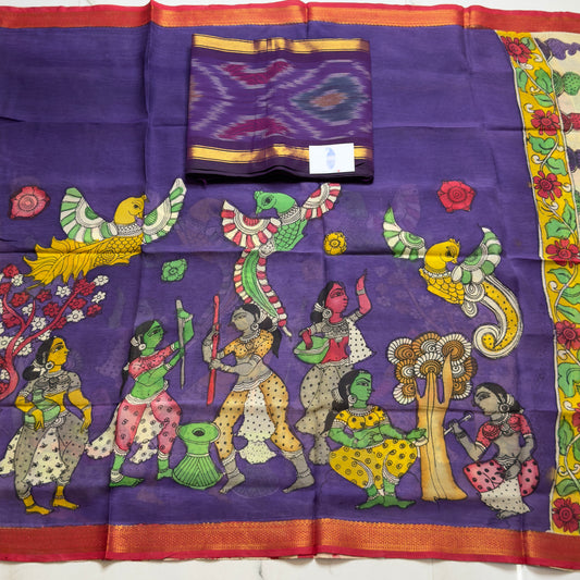 Pen Kalamkari + Pochampally Sico suit HOTUSM341