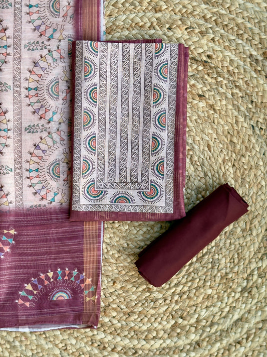 Dusty Mauve - Wrali Design Chanderi Silk Salwar Material