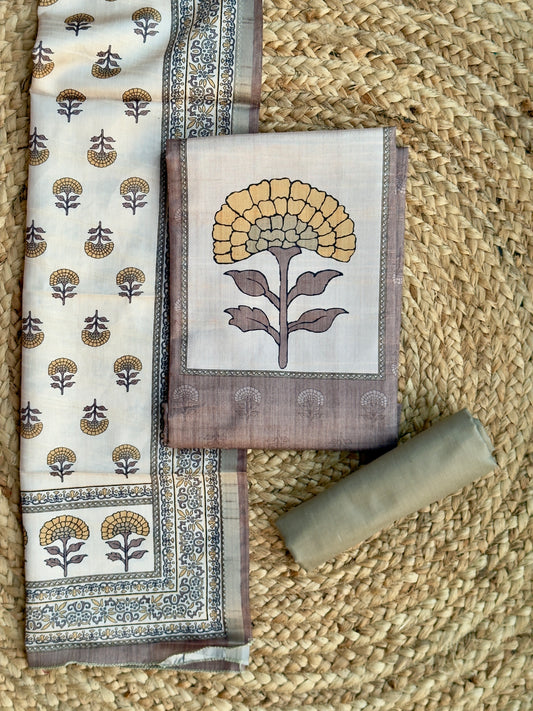 Pastle Green - Tussar Silk Salwar Material