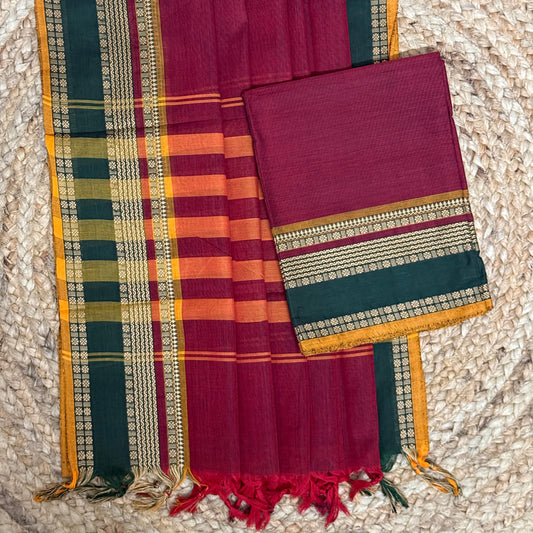 Chettinad Cotton Salwar Suit - Red HOTUSM234
